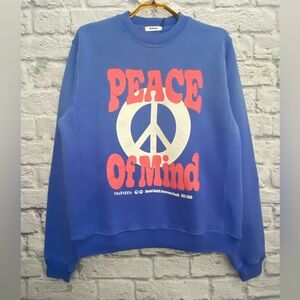 Madhappy Blue Sweatshirt with Pink & White Peace Graphic